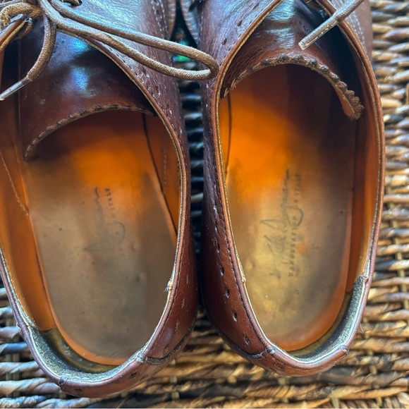 Martin Dingman Handcrafted In Italy Men\'s Brown Leather Oxford Size 8.5 Dress main image 4